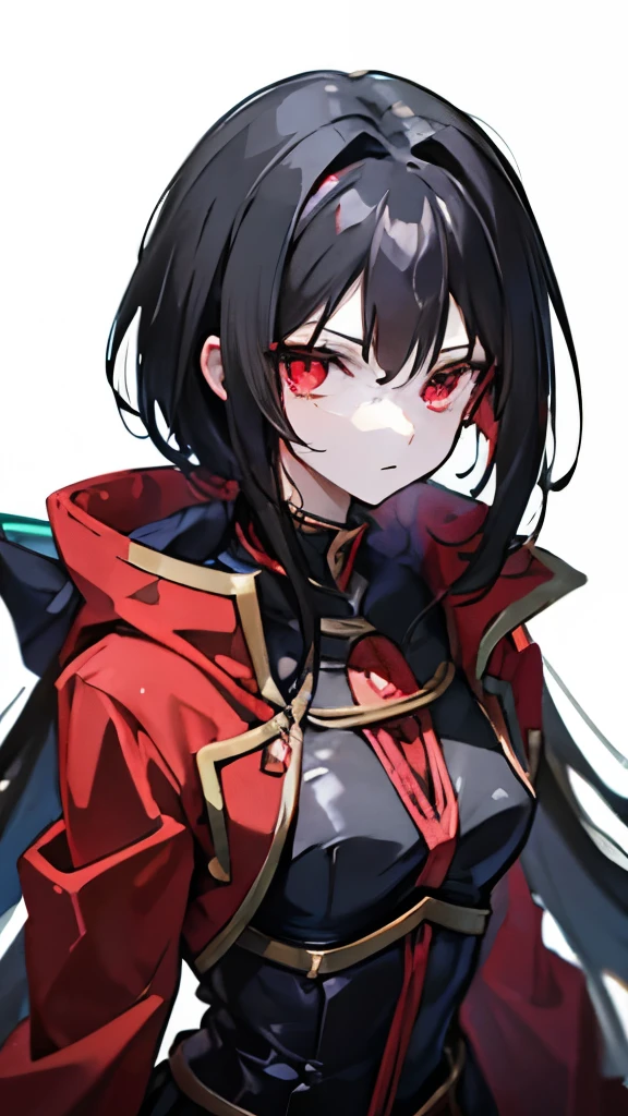 Black hair, carmesin eyes, red EYEs, card game, yugioh, 16 Yo