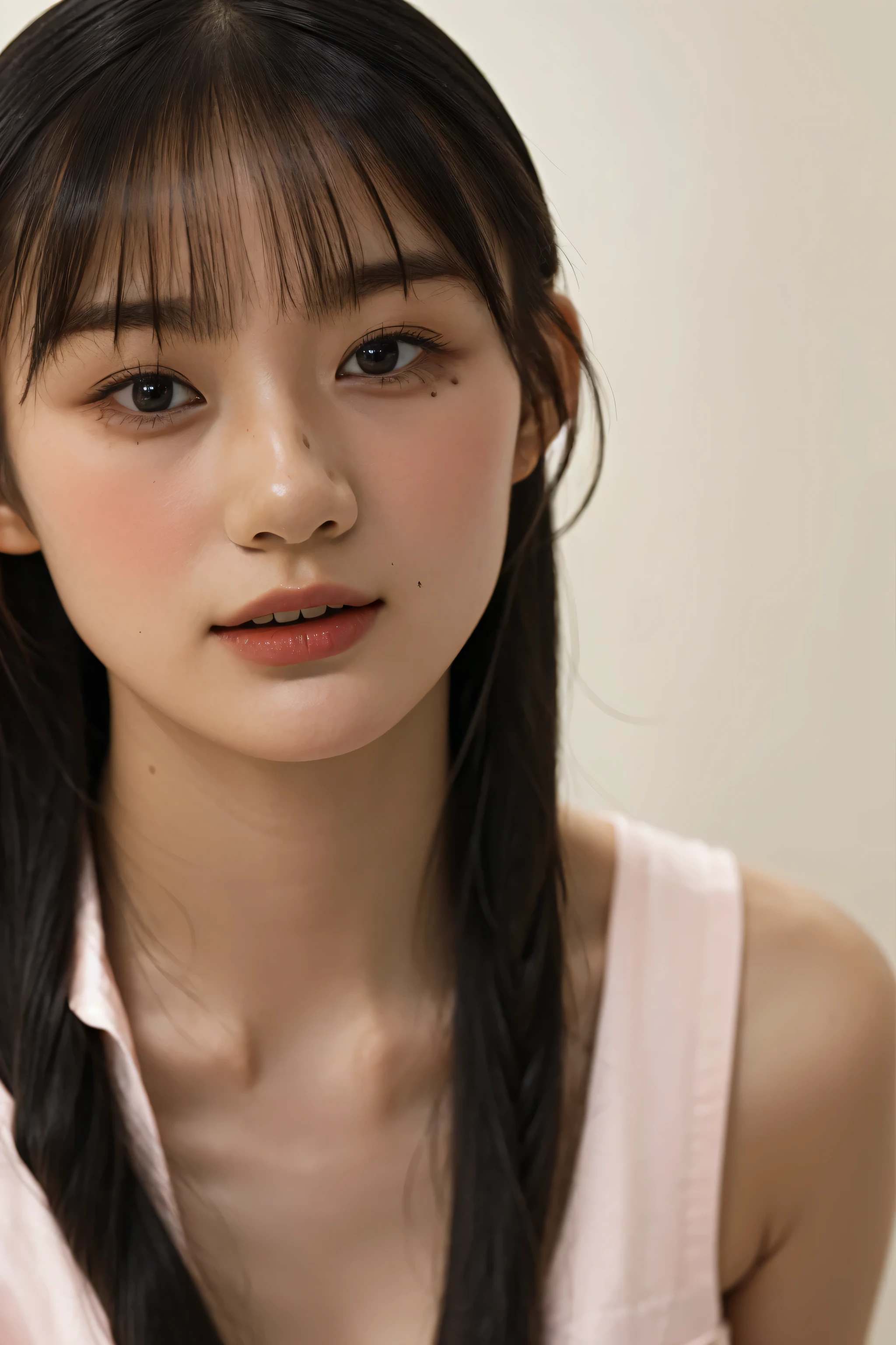 ((upper body shot)),(nude),nipples,Ultra-high resolution,big eyes,Japanese,bangs,(a girl),(1 girl),((18-year-old)),(cute),pretty