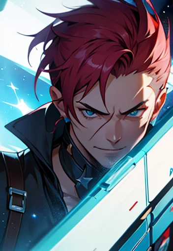 ((honkai star rail )) ,Space Pirate human Male ,Pirate outfit ,crazy haircut, pointer Teeths