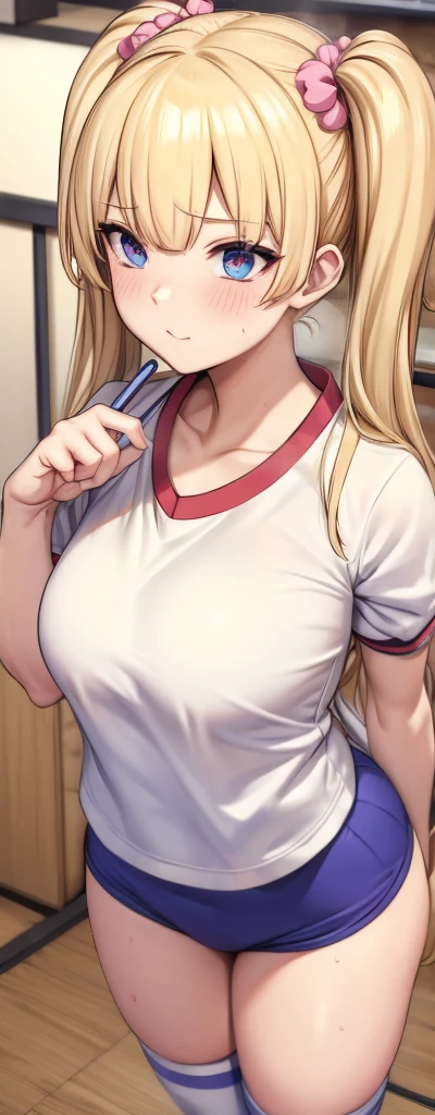 Blonde、Twin tails、Japanese gym uniform、
