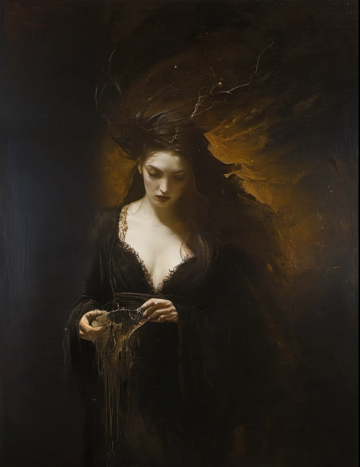 James Gurney, Surrealist art , dream-like, Mysterious, Provocative, symbolic, Complex, detailed,, (Gothic but very beautiful:1.4), (masterpiece, highest quality:1.4) , Nicola Samori Style, lorelei 
