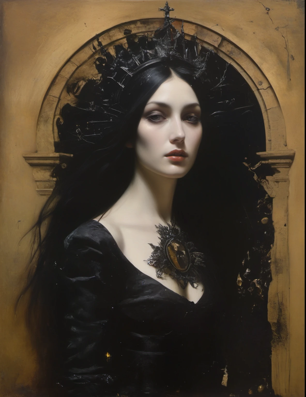 James Gurney, Surrealist art , dream-like, Mysterious, Provocative, symbolic, Complex, detailed,, (Gothic but very beautiful:1.4), (masterpiece, highest quality:1.4) , Nicola Samori Style, lorelei