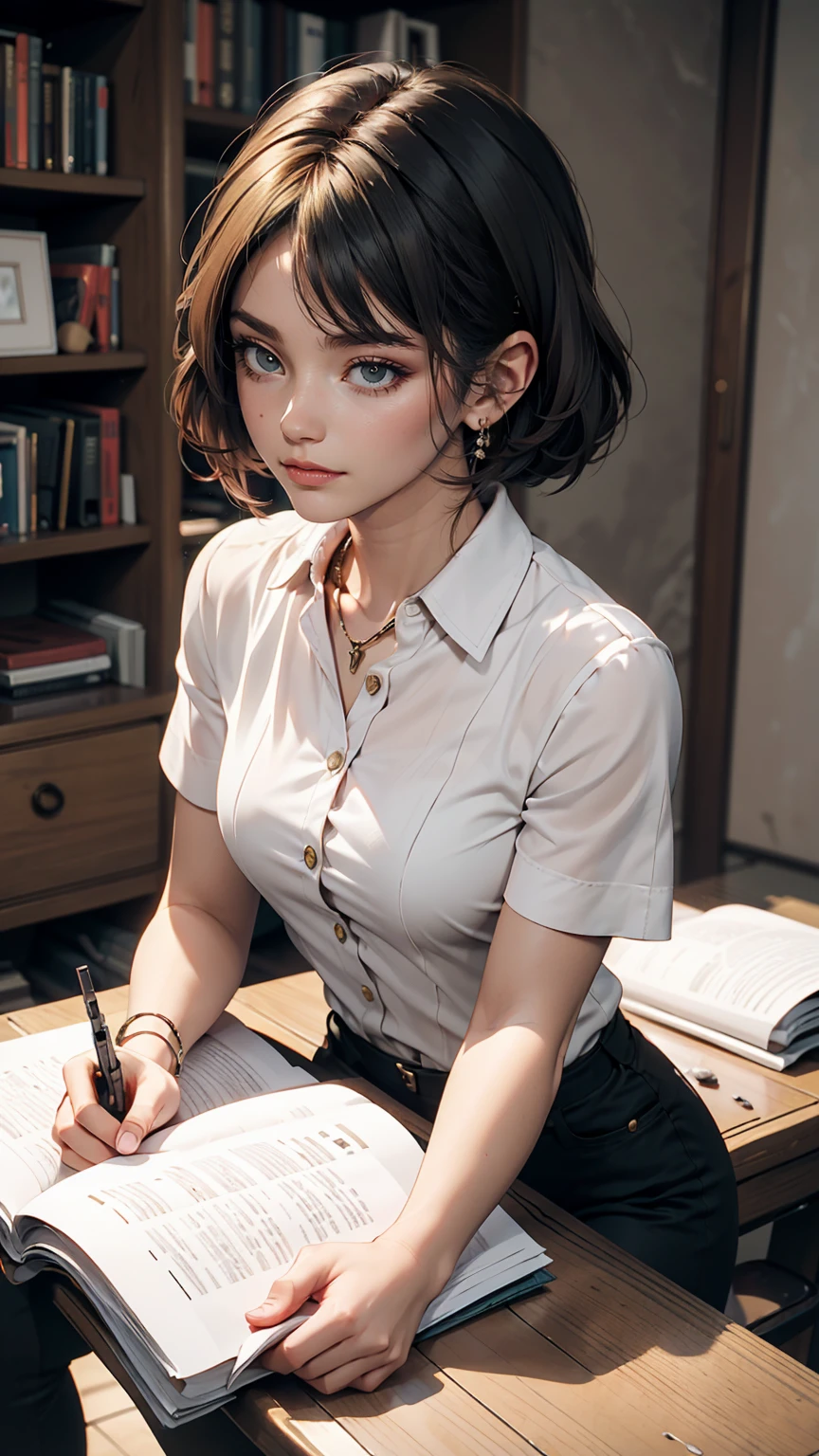 There's a woman with a gun in front of the spaceship., In the background is a fallen empire, Official character art, Zombies of Doom Eternal, Orianna, Paintings by c-3p0, Inspired by Sgt. Johnson, Heavenly planets in the background, Junho Promotional Image, Full helmet