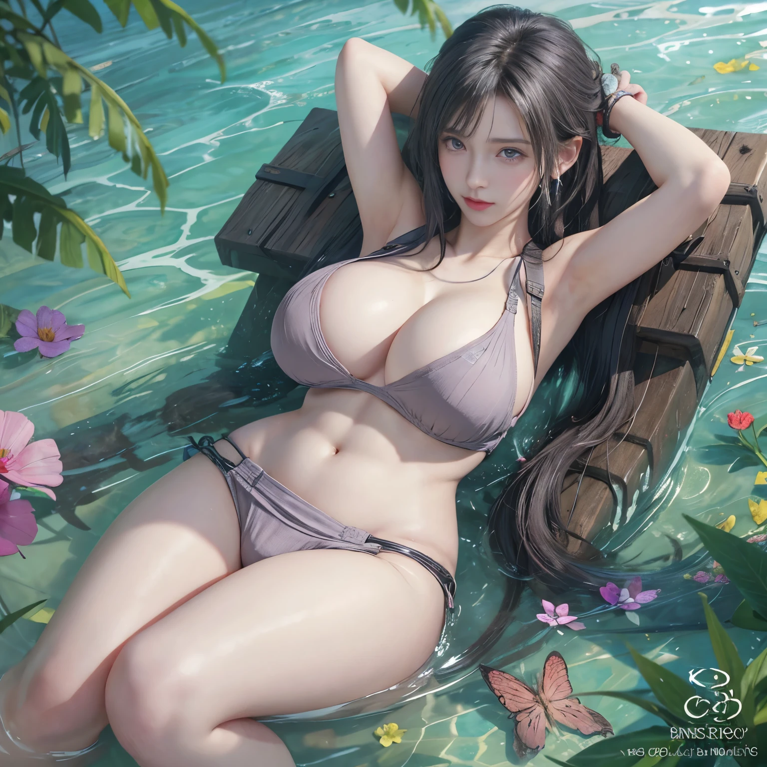 masterpiece, 最high quality, Ultra-high resolution, (Realistic:1.4), Detailed beautiful face, , One girl, Tifa_Lockhart, Final Fantasy VII Remake, Stunning European Women, suspenders,Black low rise mini skirt, White Tank Top, A tense shirt, Long straight black hair, Very beautiful and shining eyes、Sweating, blush ,Beautiful feet, So cute, Close-upポトレイト, 柔らかい肌のPerfect Faceを持つ素敵な, Perfect Face, Huge breasts, 、Chainetter、thigh、In the dungeon, scar, Complete diagram, Shapely hips, 8k resolution,Surreal,Ultra-detailed,high quality, (Huge teardrop chest, Huge breastsの谷間:1.2), Low Cut, Giant tit, Close-up,No bra,A broad perspective