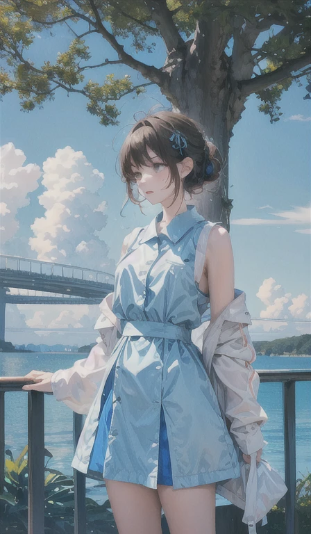 To create a relaxing atmosphere, a tranquil natural landscape is placed in the background, with headphones placed above it. Blue sky and starry sky in the background