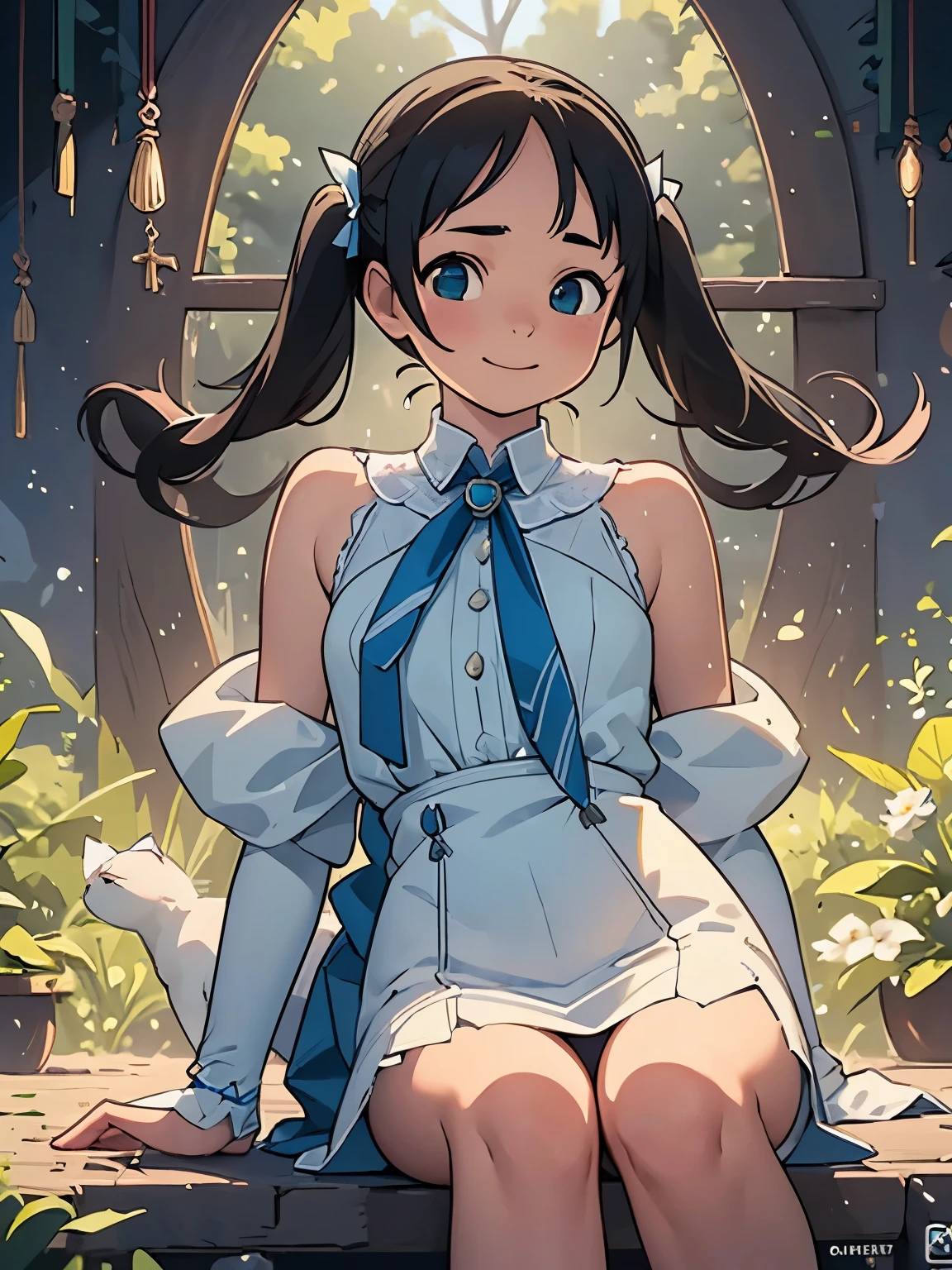 (masterpiece、highest quality、highest quality、公式art、Beautiful and beautiful:1.2)、(One girl:1.3)Hatsune Miku、Twin tails,Big Breasts,(Ultra-realistic), (figure), (High resolution), (8k), body, (Very detailed), (Best illustrations), (Beautiful and detailed), (highest quality), (Super Detail), (masterpiece), (Desktop Wallpaper), Beautiful Face, (Detailed face), (Detailed face), Distinct facial features, milky, Fair skin, Skin with attention to detail, Realistic skin detail, Visible pores, (Dynamic pose), Sitting on the grass holding a white cat, 1 girl, art:John Collier、Albert Albright、Krentz-Cusat、Artem Demla, Colorful, Shallow smile, Cameltoe, half-body, Perfect Scale , open shoulder dress: 1.5, Pasture on the property, Side light, ray luminescence, Optics