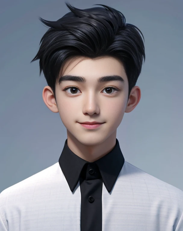 best qualtiy, 1boy, Solo exhibition, cartoon portrait of , simple backgound