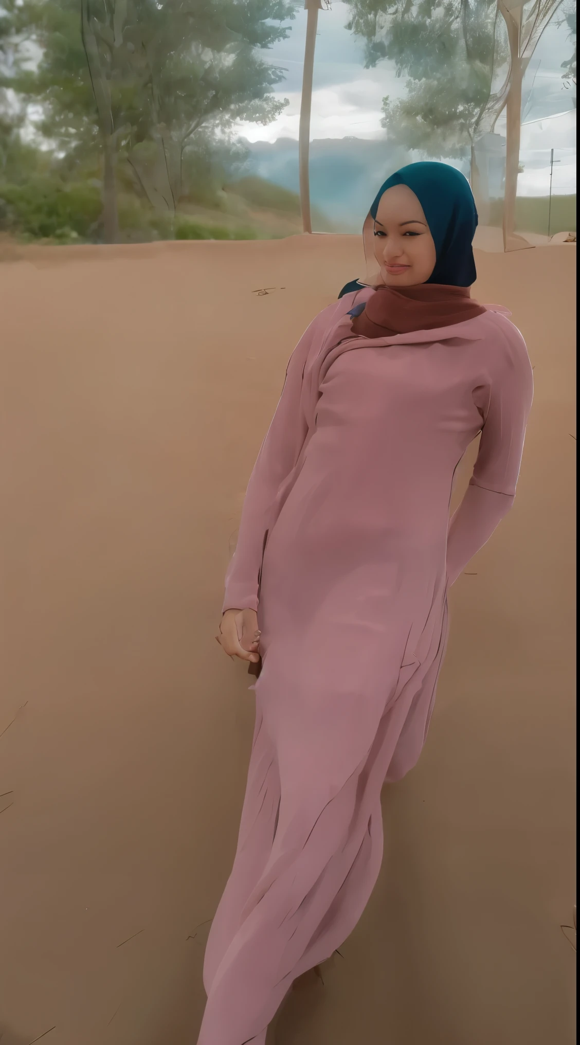 Pose seductora sexy adolescente malaya, Amanecer,bosque cubierto de musgo,vista de la cascada,View from the mountain,salpicadura de agua, mira filza:1.9), usando hiyab, pastel color hijab, desabrochar la chaqueta, ver un sujetador de encaje y un conjunto de gimnasia largo color pastel, , little mom, pecho plano, cintura ancha, muslos gruesos, Bright lighting, plum cameltoe, wet cameltoe, wet, alta calidad, Detalle de cara, 16k, lightning lighting,