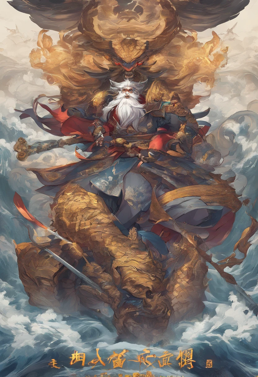 Xuanwu(main body,Sun Wukong in the state of three heads and six arms,),Higashiizumi,Big Wave,Chinese style,oc rendering,Ultra-fine,Surrealism,Hyper-photorealism,high quality,8K high resolution,Super detailed。