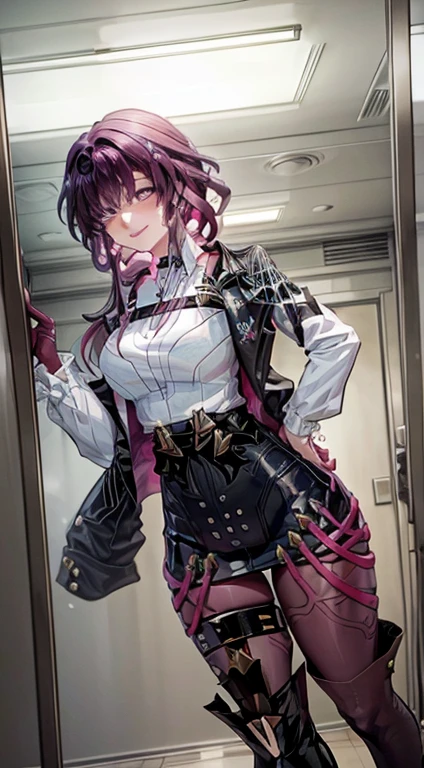 masterpiece, high quality, beauty, Anime hot girl, sexy uniforms, tight
Purple hair, seductive smile, full body,