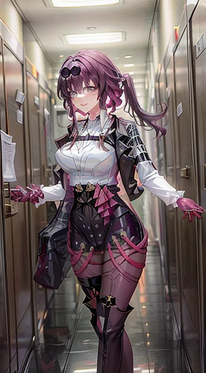 masterpiece, high quality, beauty, Anime hot girl, sexy uniforms, tight 
Purple hair, seductive smile, full body, 