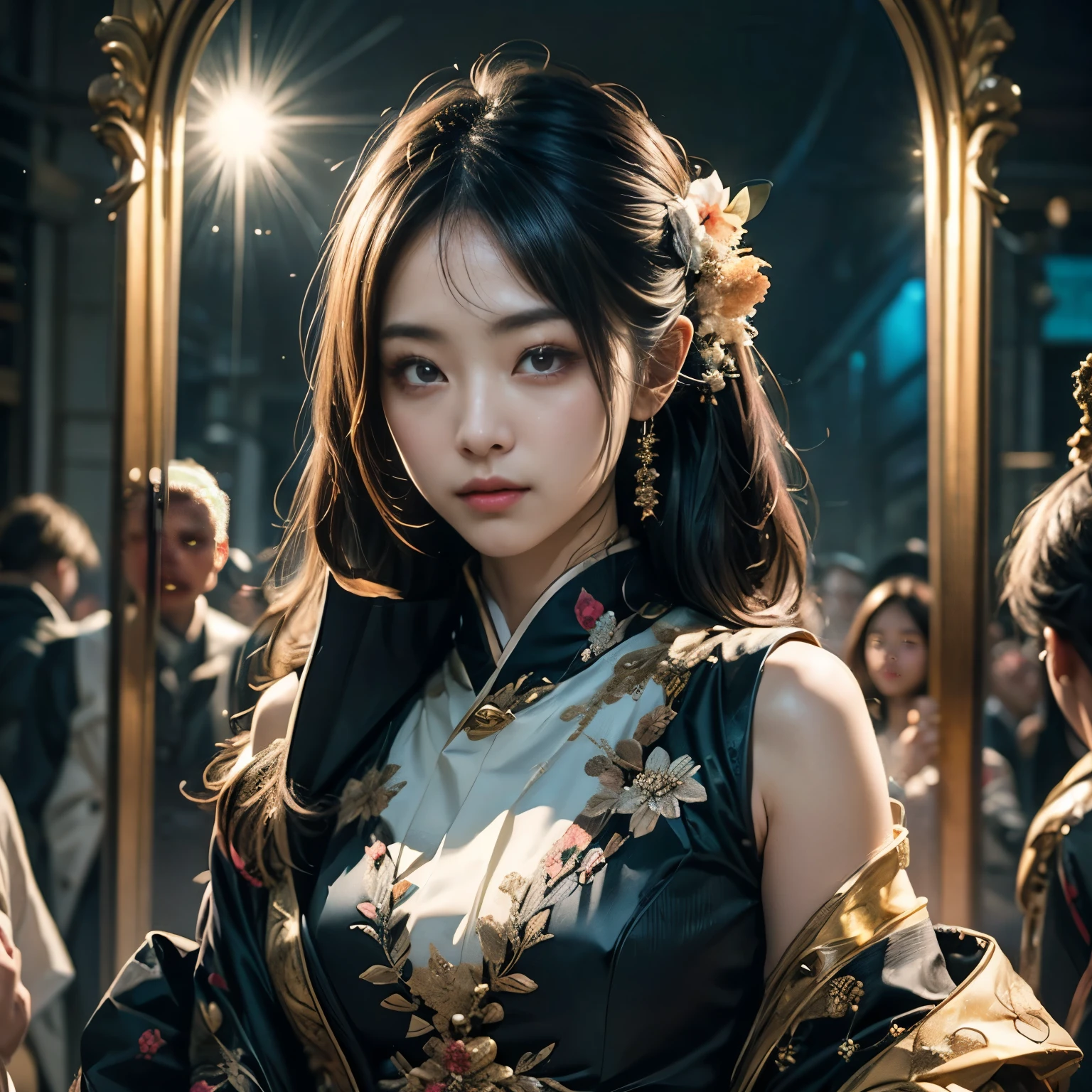 (High Resolution、masterpiece:1.2)、(Future、Innovative:1.1)、(high tech、Artistic:1.1)、Beauty、Conceptual、unique beauty、Advanced Technology、Artistic融合、striking appearance、Technology inspiration、Enchanting 、(detailed、Real:0.9) Eyes and lipodern elegance、Bright colors、experimental style、A strong and confident pose、Creative lighting、Intricate details、3D rendering、Eye-catching design、Combining science and art、Sophisticated Fashion、Unexpected elements、Unparalleled beauty、[Unconventional]、[abstract]、Dynamic configuration、Digital Transformation、Awe-inspiring artwork、Bright atmosphere、Unconventionalな素材、Visually stunning landscapes、(Ultra-sharp focus)、(超detailed、Surreal: 1.1) rendering、Impeccable craftsmanship、Perfect symmetry、Innovativeな光の使用、transcendental aesthetics、Futureな魅力の典型、unique personality、Lens flare、Cutting-edge fashion、A visionary work、Emerging art movements、Effortless charm、Enchantingな雰囲気、Dazzling visual effects 、A vision of the future of femininity、Unmatched imagination、Fantastic and modern、Innovativeなポートレート、An unforgettable visual experience、Discomfort、State-of-the-art technology