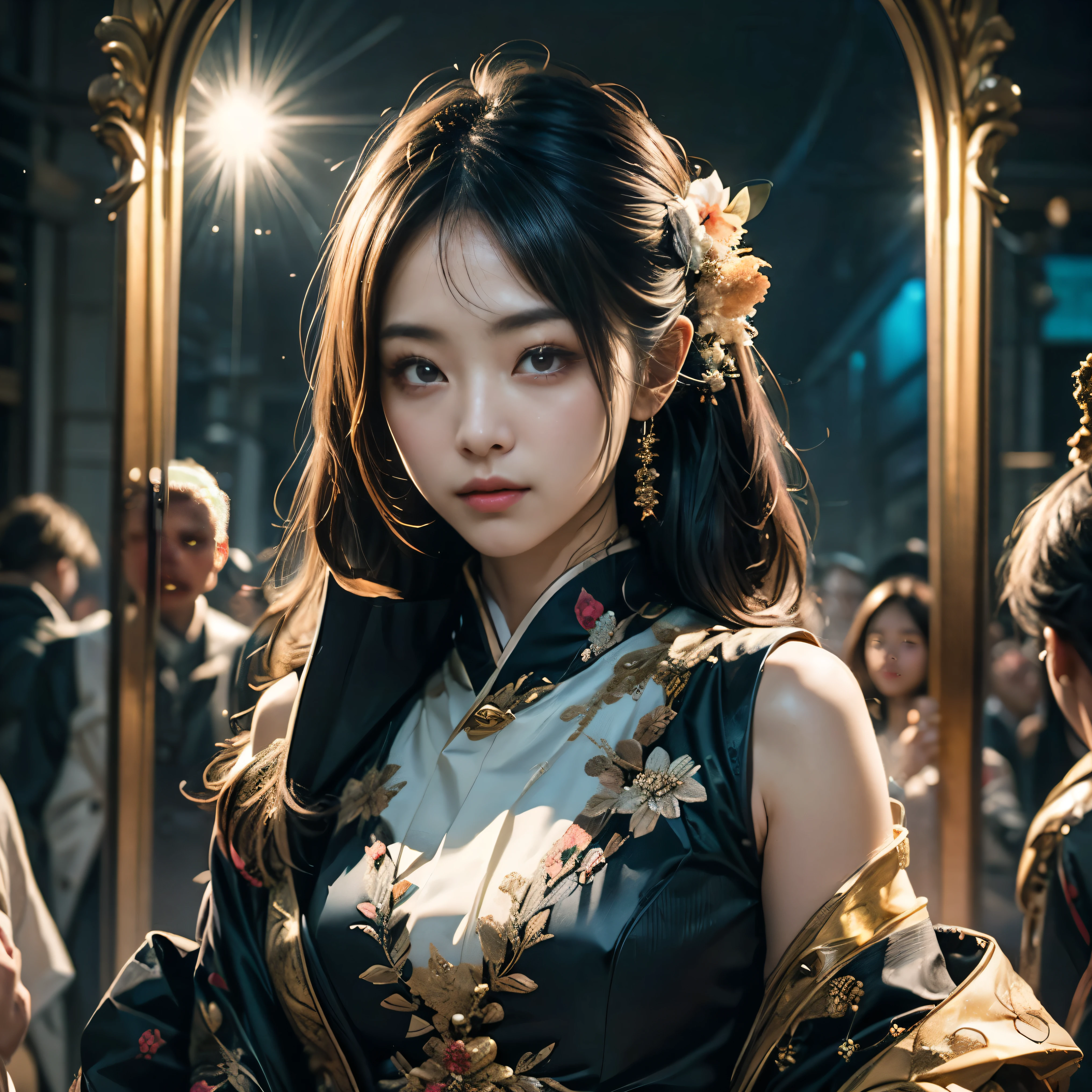 (High Resolution、masterpiece:1.2)、(Future、Innovative:1.1)、(high tech、Artistic:1.1)、Beauty、Conceptual、unique beauty、Advanced Technology、Artistic Fusion、striking appearance、Technology inspiration、Enchanting 、(detailed、Real:0.9) Eyes and lipodern elegance、Bright colors、experimental style、A strong and confident pose、Creative lighting、Intricate details、3D rendering、Eye-catching design、Combining science and art、Sophisticated Fashion、Unexpected elements、Unparalleled beauty、[Unconventional]、[abstract]、Dynamic configuration、Digital Transformation、Awe-inspiring artwork、Bright atmosphere、Unconventional materials、Visually stunning landscapes、(Ultra-sharp focus)、(Super detailed、Surreal: 1.1) rendering、Impeccable craftsmanship、Perfect symmetry、Innovative use of light、transcendental aesthetics、The epitome of futuristic charm、unique personality、Lens flare、Cutting-edge fashion、A visionary work、Emerging art movements、Effortless charm、Enchanting atmosphere、Dazzling visual effects 、A vision of the future of femininity、Unmatched imagination、Fantastic and modern、Innovative portraits、An unforgettable visual experience、Discomfort、State-of-the-art technology