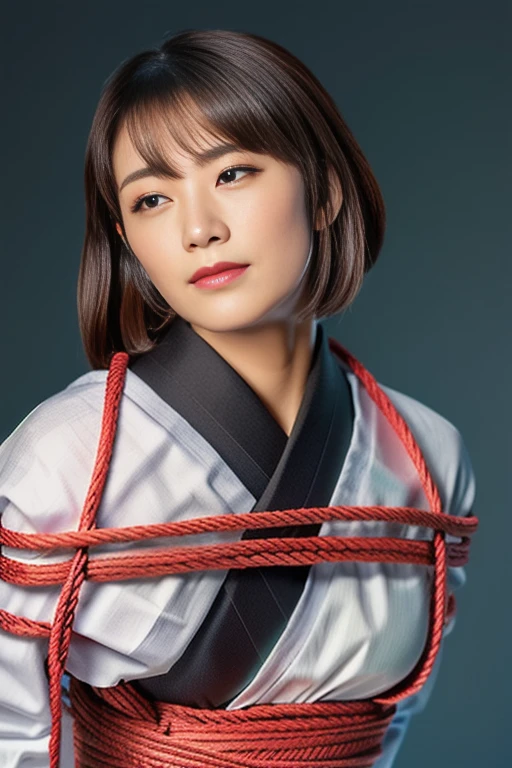 Woman tied up with rope, shibari, Japanese flower binding, shikamimi, Rope Bondage, 