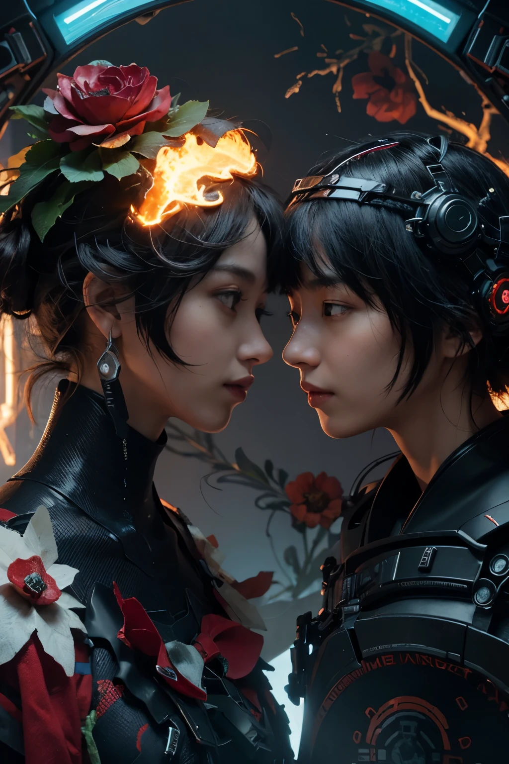a close up of a robot in a building with a helmet on, cyberpunk flame suit, cyberpunk armor, cyberpunk suit, sci - fi suit, intricate cyberpunk armor, cybernetic fire armor, apex legends armor, cyber suit, cybernetic flame armor, clothed in sci-fi military armor, warrior in sci-fi armour, sci - fi armor