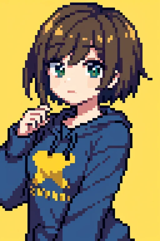 brazilian girl with short hair wearing a big sweatshirt