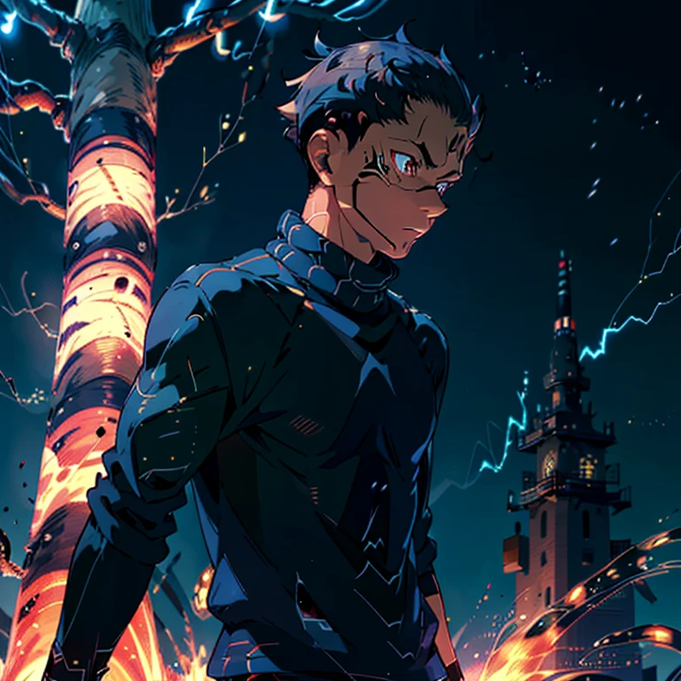 (Obra maestra, Male, Greninja, Pokemon, With a black sweater, Where lightning frequently strikes,)
(Masterpiece, A man portrayed as the pixelated Greninja character from Pokemon, Clad in a black sweater, Illuminated by frequent streaks of lightning,)
(High Quality, A detailed and realistic depiction of the Greninja male character from Pokemon, Wearing a black sweater and surrounded by electric energy from the frequent lightning strikes,)
(NFSW, Obra maestra, Best Quality, Greninja Male character from Pokemon donning a black sweater under lightning, 8K Wallpaper, High resolution,