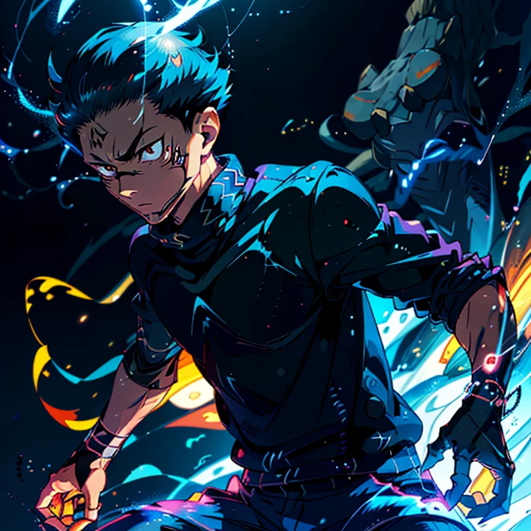 (Obra maestra, Male, Greninja, Pokemon, With a black sweater, Where lightning frequently strikes,)
(Masterpiece, A man portrayed as the pixelated Greninja character from Pokemon, Clad in a black sweater, Illuminated by frequent streaks of lightning,)
(High Quality, A detailed and realistic depiction of the Greninja male character from Pokemon, Wearing a black sweater and surrounded by electric energy from the frequent lightning strikes,)
(NFSW, Obra maestra, Best Quality, Greninja Male character from Pokemon donning a black sweater under lightning, 8K Wallpaper, High resolution,