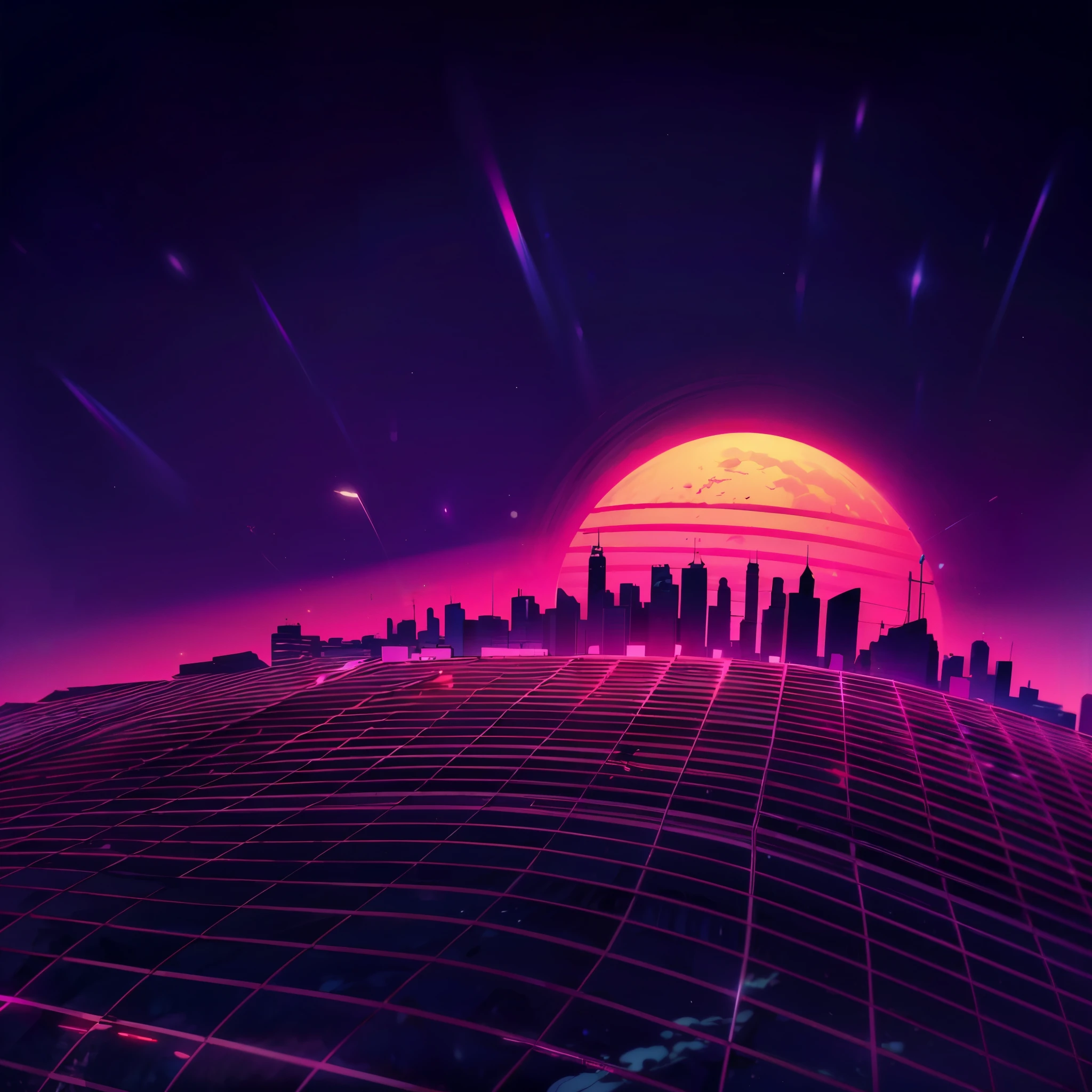 close-up of the city against sunset background, Synthwave city, Synthwave sunset, 80s style Synthwave, retro pink Synthwave style, Synthwave art style, Synthwave style, Synthwave, Synthwave background, Synthwave aesthetic, art deco ahead of anime aesthetics, 8 0 s Synthwave, Synthwave inspired, Synthwave image