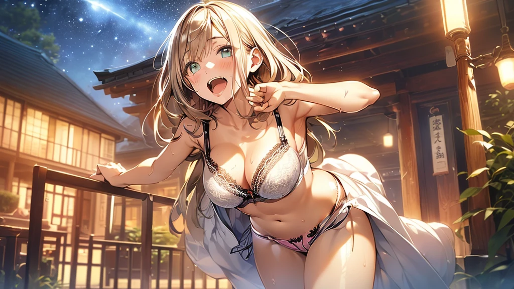 nswf、(((night,真night中))),(whole body),(((Cinema Lighting))),((Perfect Anatomy:1.2,Realistic:1.3,RAW Photos:1.3,masterpiece、highest quality、Ultra - High resolution、High resolution、Highly detailed CG、8k)),((旅館のJapanese-style room))、{{Random pose}},((((Dynamic Pose)))),((Dynamic Angle)),(((Secret Travel)))、((sex))、indoor、1 female,alone,18-year-old、High school girl beautiful girl,Japanese,((Beautiful and graceful face and eyes:1.2,Big beautiful eyes:1.0,)),(Bright Eyes),((Beautiful woman))、((blonde)),Long Hair,(Random hairstyle),Medium Chest,((The body is slim)),Small Head:1.3,skinny,(Brown Skin:1.8),((Oily skin,Glowing Skin,Shiny skin,Sweat:1.4)),(((Kimono 1.8))),{{{Undressing}}},(prostitution),Japanese-style room,((Turn your body forward)),Stick out your crotch、(Detailed depiction of the crotch),break,(((Satin Bra)))、(((satin panties)))、(Shiny bra:2),((Shiny panties:2))、(((Award-winning design underwear))),((((Bra and panties are the same color))))、break,((White underwear:1.5))、(((Underwear with lace)))、(((Luxury Lingerie)))、{{{cum facial}}},{{{cum in mouth}}},{{cum on breasts}},{{{cum on face}}},{{bukkake}},((Vulgarity:1.5))
