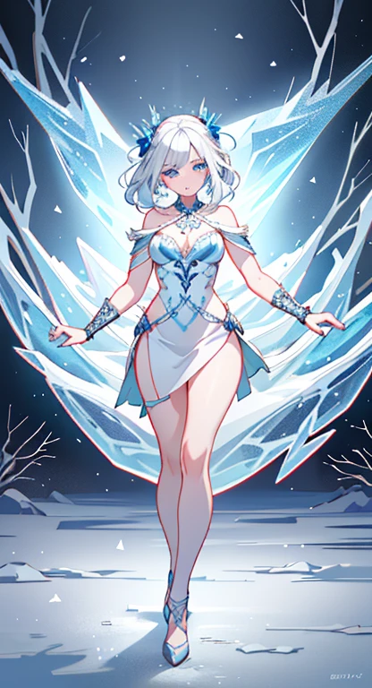 (best quality, highres, ice skull:1.1), ice skull, girl style, thick body art, detailed facial features, icy blue eyes, glossy lips, long eyelashes, porcelain skin, blue and silver color scheme, intricate skull design, realistic texture, vibrant colors, elaborate background, mysterious atmosphere, frozen garden, snow-covered trees, sparkling ice crystals, surreal lighting, fantasy elements
