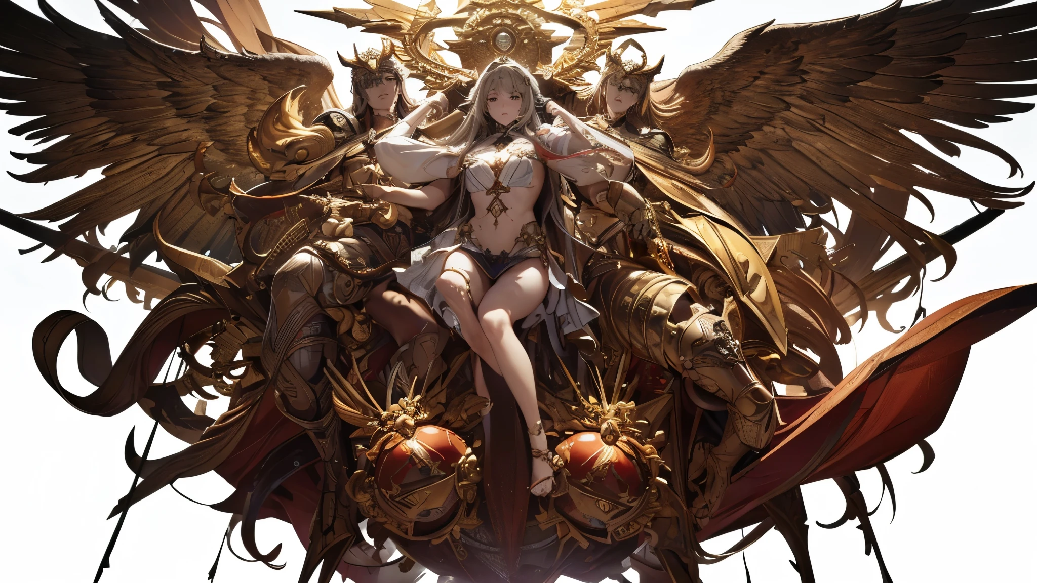 ((8k resolution))、((highest quality))、((masterpiece))、((Very detailed))((((dramatic))), (Anatomically correct)、(Seven archangels)、Bloody、White Background