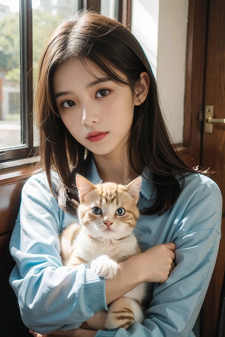 girl,grace,Holding a kitten