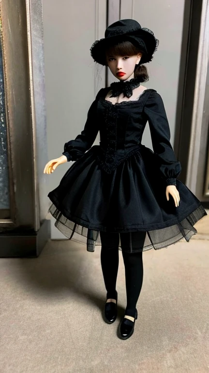 Gothic horror masterpiece,beautiful female doll,The feeling of terror uncanny valley,There is a ghost behind,Gorgeous clothes,There is a drop shoulder,There is leakage on the chest