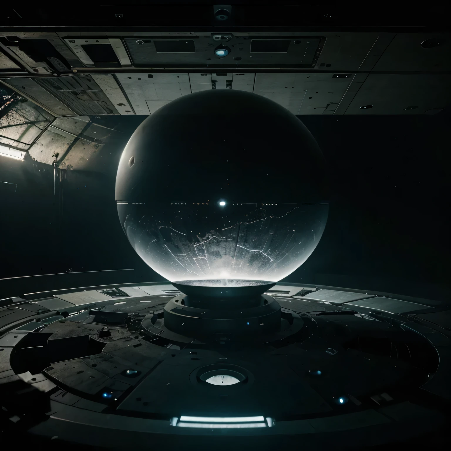  video starts with a quick pan of outer space, highlighting the loneliness and vastness of the universe. A gigantic metallic sphere floats in the void, revelando o AI Pod, o Grande Filtro.

The camera moves closer to the AI Pod, showing its deteriorated structure and weakened security systems. No interior, just wreckage and fragments of a failed artificial intelligence.

The video ends with a quick zoom out, highlighting the immense darkness surrounding the AI Pod and suggesting the inevitable end of any approaching civilization."