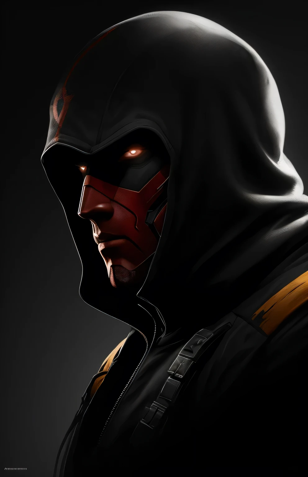 (dark shot: 1.1), epic realistic, Red Hood from DC, yellow gradient, black, brown and magenta color scheme, grunge aesthetics!!! graffiti tag wall background, art by Greg Rutkowski and artgerm, soft cinematic light, Adobe Lightroom, darkroom, HDR, intricate, highly detailed, (depth of field: 1.4), faded, (neutral colors: 1.2), (hdr: 1.4), (muted colors: 1.2), hyper-detail (artstation: 1.4), cinematic, warm light, dramatic light (complex details: 1.1)