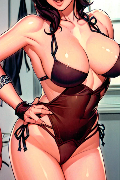 sexy chubby 2000's goth student in school's bathroom showing her body to the viewer sensualizing ((bikini))