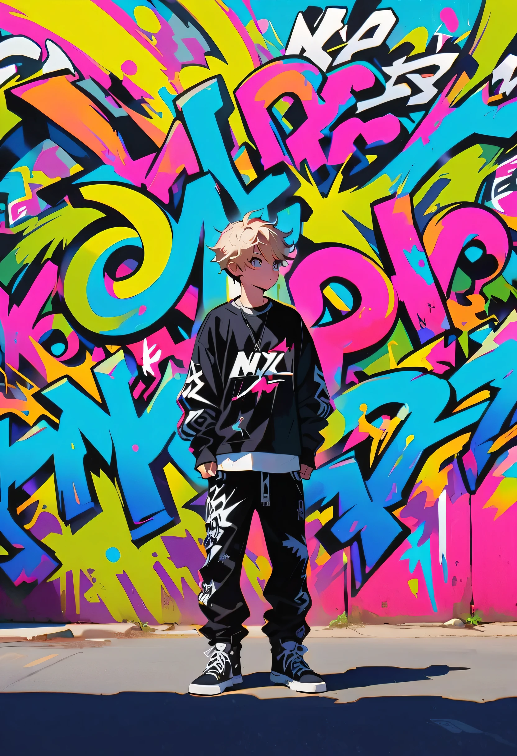 style5,1 boy,graffiti,minimalism
