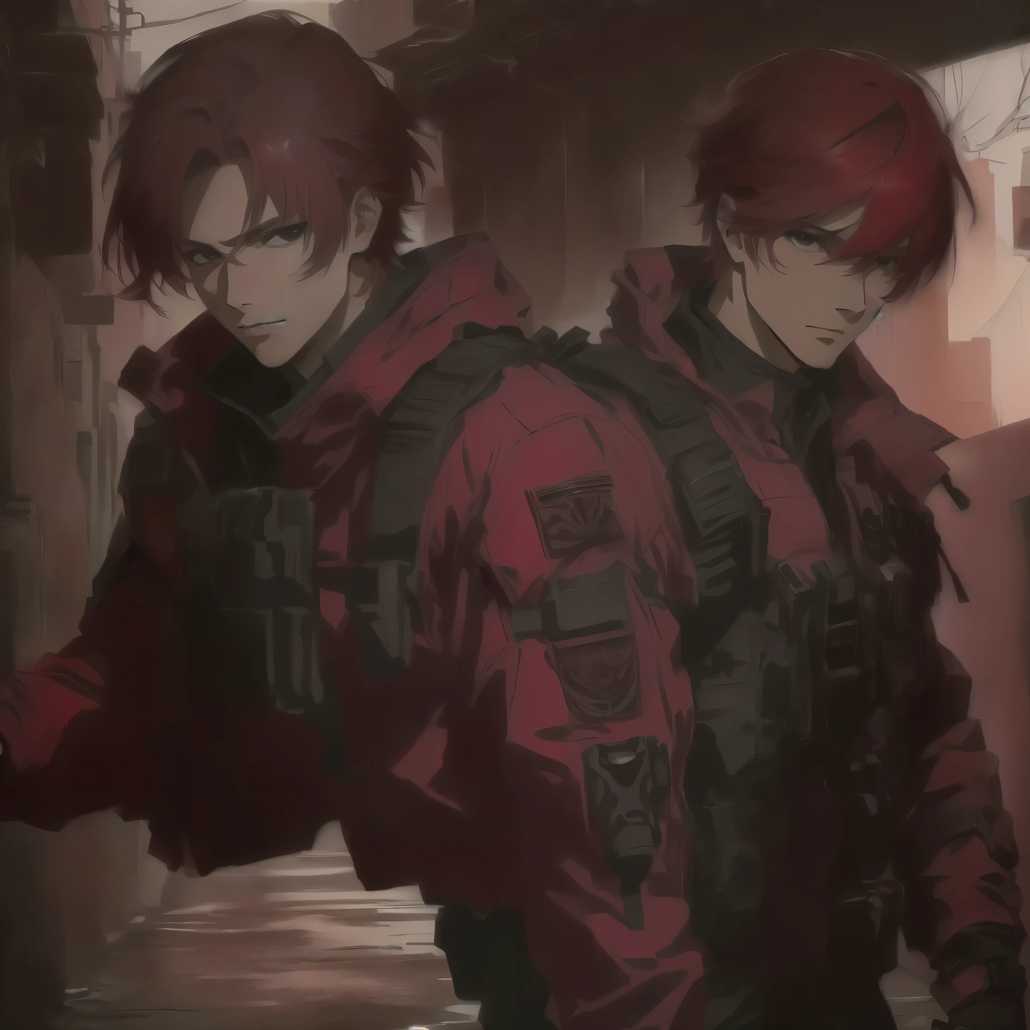 1 male, red hair , young adult, tactical, handsome, extremely detailed, highest quality, top quality, official art, 4k, 