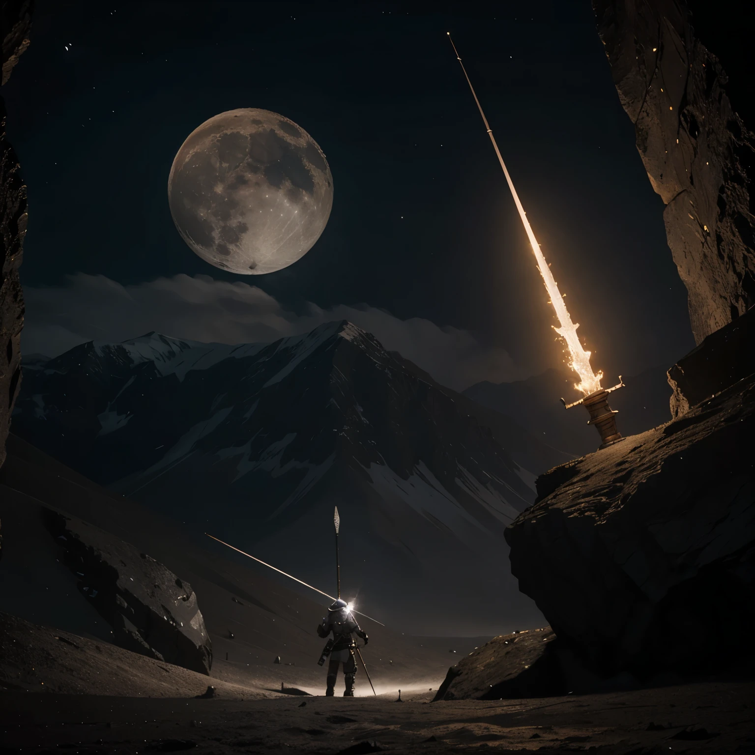 Good quality many details of a moon spear