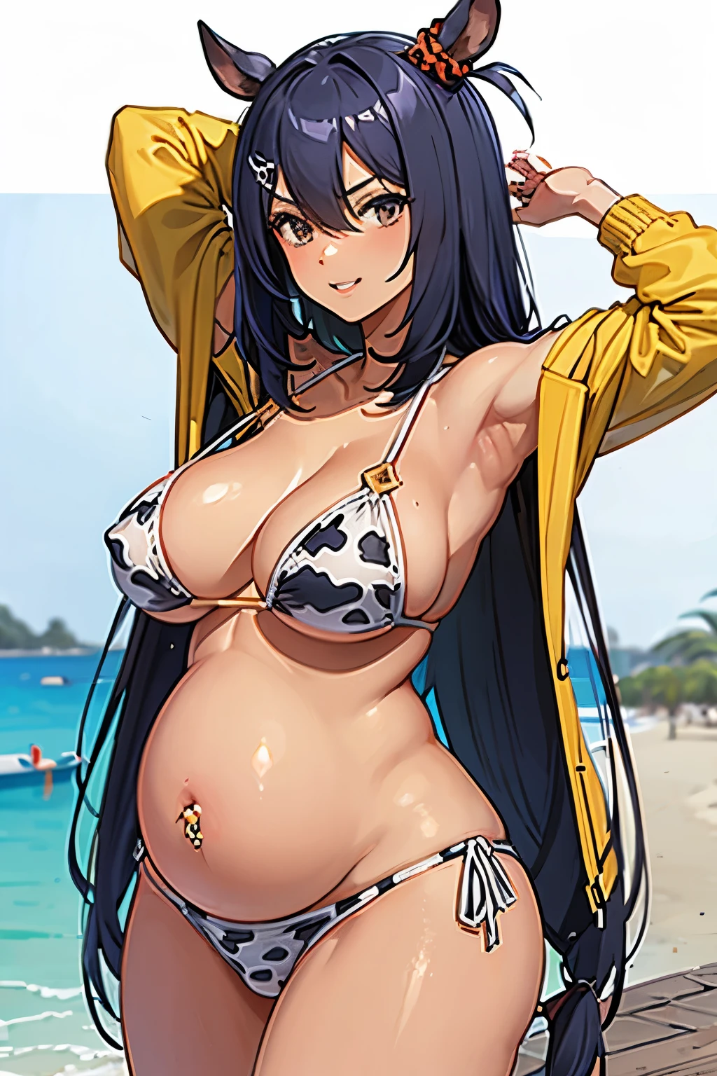 Cow bikini（camel toe）,Pregnant women,Belly button piercing,pubic hair