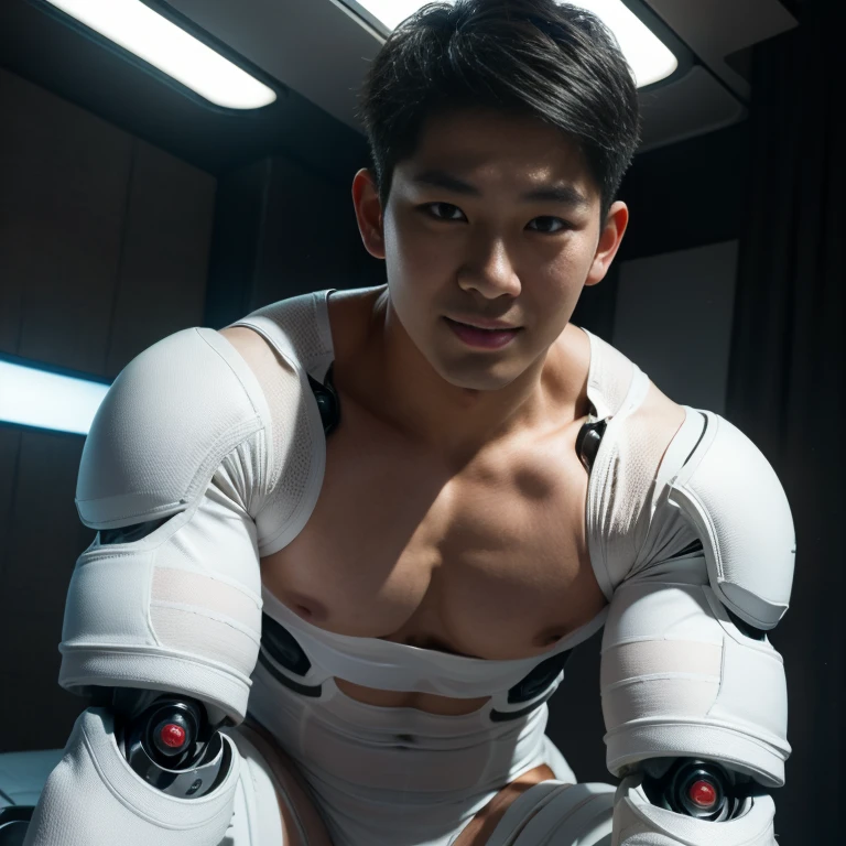 (masutepiece,High resolution,ultra - detailed:1.0),1(Boy,Robot Boy),Perfect male body,Look at the camera,Delicate eyes and delicate face,extremely details CG,Unity 8k Wallpaper,intricate-detail,solo person,Detailed face, (Futuristic skin-perfect white bodysuit), Best Quality, hands visible, (White Gloves), short hair:1.5 , full length shot(fls) , , big hips , insane details, hyper details , photorealistic , only male , handsome boy , puffy nipples , 16k resolution , ultra-high clarity , hyperrealism, uhd,. K-pop idol , whore , slutty whore , swollen nipples , defeat , grins ,thick thighs, male , ((handsome face detail)) ,handsome Korean boy , ((with face )) , 16years old , youth , NSFW , sexy , eroticism