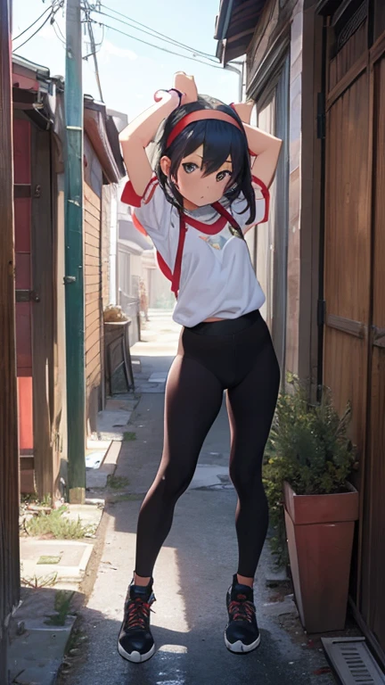 masterpiece、highest quality、Very detailed、Photograph the upper body、1 female、(Put your arms behind your back:1.4)、Are standing、Turn your body forward、View your viewers、(Dog-eared headband、Dog's tail)、break,blush、shy、Pink Hair、Open your mouth、In town、Big Breasts、