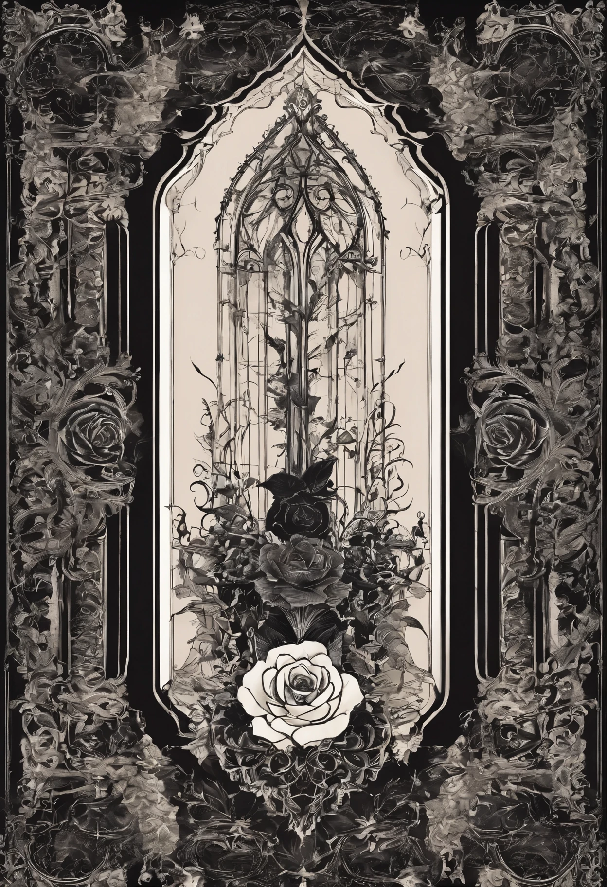 gothic art frame 、Rose、Bone