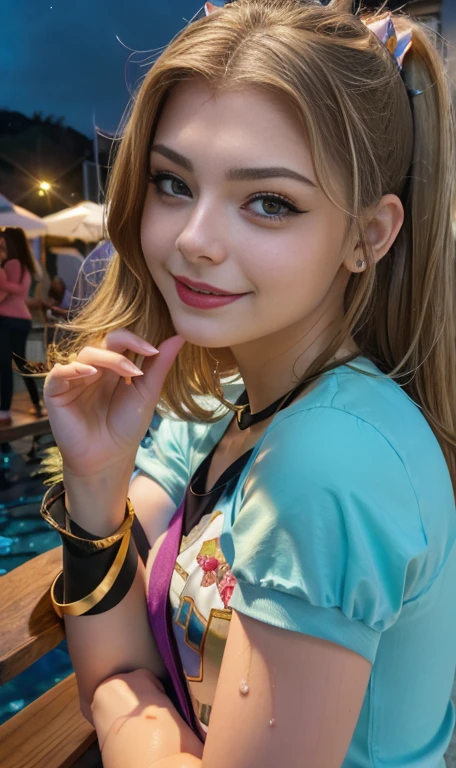 Photo oF a 18 year-old American girl, .CRUDO, beautiFul woman , cabello largo rubio ((retrato)), ((Cara detallada:1.2)), ((Detailed Facial Features)), (Piel Finamente detallada) , ojos color.azul , 、un sexy(color fresco), wet, wet, ReFlectoreasutepiece) (proporciones perFectaotos realistas)(La mejor calidad) (Detallado) FotograFiado con una EOS R5 de Canon, lente de 50 mm, F/2.8, NFFSW, (8K) (papel tapiz) (cinematic lighting) (dramatic lighting) (sharp Focus) (Enrevesado) senos grandes , pechos grandes , cuerpo completo , hermoso cuerpo de adolesente ,lindo maquillaje , gran sonrisa , labios rojos. Mlp , Adagio Dazzle , foto dinamica , pose atrevida , concierto , noche , sonrisa presumida , ropa morada , brazalentes con puas , cabello esponjoso con adorno de puaz , cuerpo completo , fito de cuerpo completo , my little pony Equestria girls , tiene un collar con un rubi , ropa de pelicula my little pony Rainbow rocks