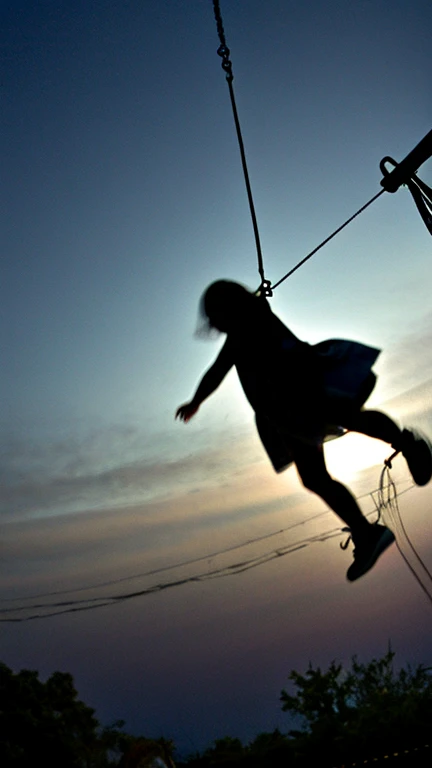 Arafad image of a ghost hanging on a swing at night, Floating Ghost, ghostly form, slow shutter, ghost of a young girl, Ghostings, Ghosting, Disturbing images, There&#39;s a ghost in the background, Spooky low light, Ghostly glittering, unsettling photo, slow shutter, sneaking, cursed photography, Pale young ghost girl, Scary ghosts，scary photos，Gothic horror masterpiece，There is an ethereal and transparent soul behind the face，Beautiful woman in，behind，feeling of horror，Uncanny Valley，There is a spirit behind it，Gorgeous clothes，There is a drop shoulder，There is leakage on the chest，
