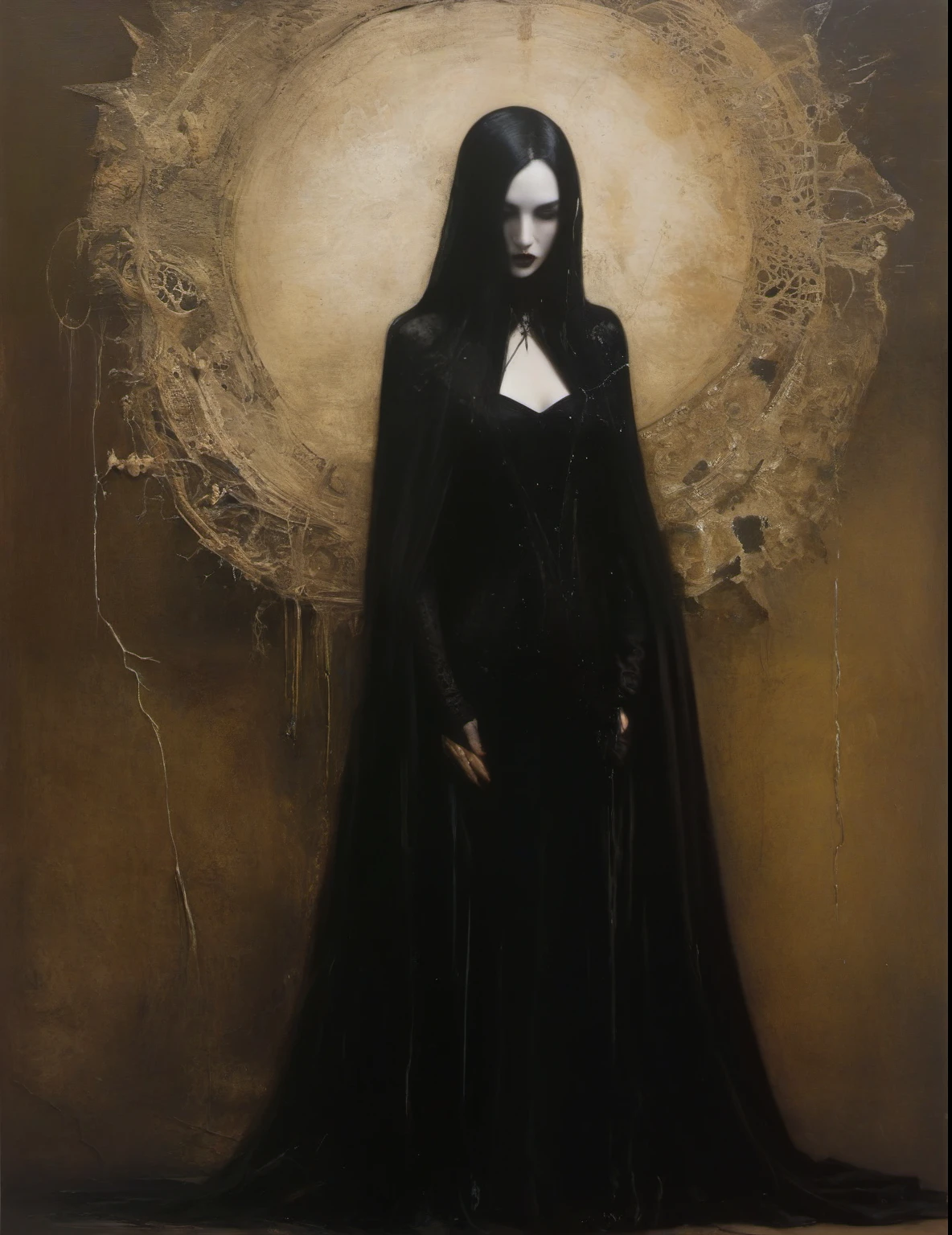 James Gurney, Surrealist art , dream-like, Mysterious, Provocative, symbolic, Complex, detailed,, (Gothic but very beautiful:1.4), (masterpiece, highest quality:1.4) , Nicola Samori Style, femme fatale