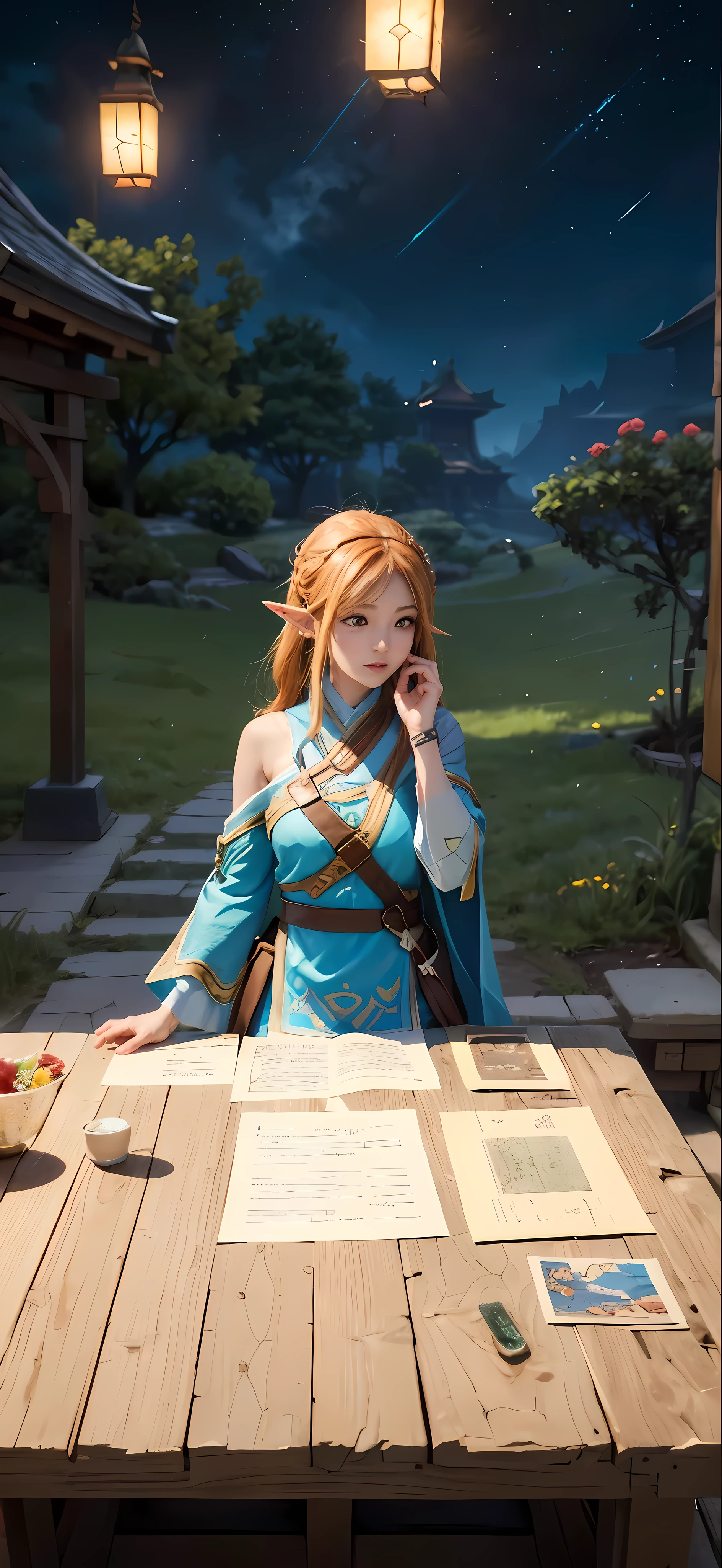 there is a picture of a person on a cell phone, zelda botw, sienna, by Kamisaka Sekka, ayaka game genshin impact, official art, botw style, 8 k character details, character profile art, desna, official character art, senna from league of legends, ayaka genshin impact, official artwork, sona is a slender