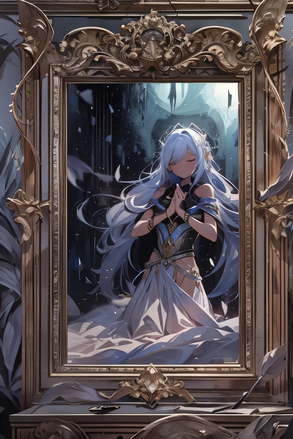 Close your eyes now
Kingdom on the broken mirror
Close your eyes now
Blizzard on the broken mirror
The scent of goodbye
They're dying away: the sands of time
Sands of time