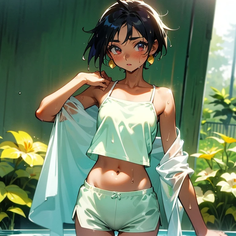 Cool girl、Boyish Girl、Sporty、tits、Wet and transparent、Wet, see-through clothes、camisole is wet and her underwear is visible、Navel Reveal Style、I have a towel、Wet、oil、slimy、Very short hair、black hair color、Shorts、
、high school girl、Gal、brown skin、garden、Pool、tall、Slender beauty、Curved waist、well tanned、Beautiful clavicle、Very slim body、Middle Eastern Girl、Earrings、