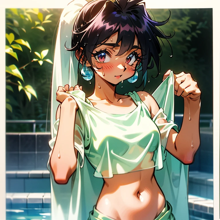 Cool girl、Boyish Girl、Sporty、tits、Wet and transparent、Wet, see-through clothes、camisole is wet and her underwear is visible、Navel Reveal Style、I have a towel、Wet、oil、slimy、Very short hair、black hair color、Shorts、
、high school girl、Gal、brown skin、garden、Pool、tall、Slender beauty、Curved waist、well tanned、Beautiful clavicle、Very slim body、Middle Eastern Girl、Earrings、