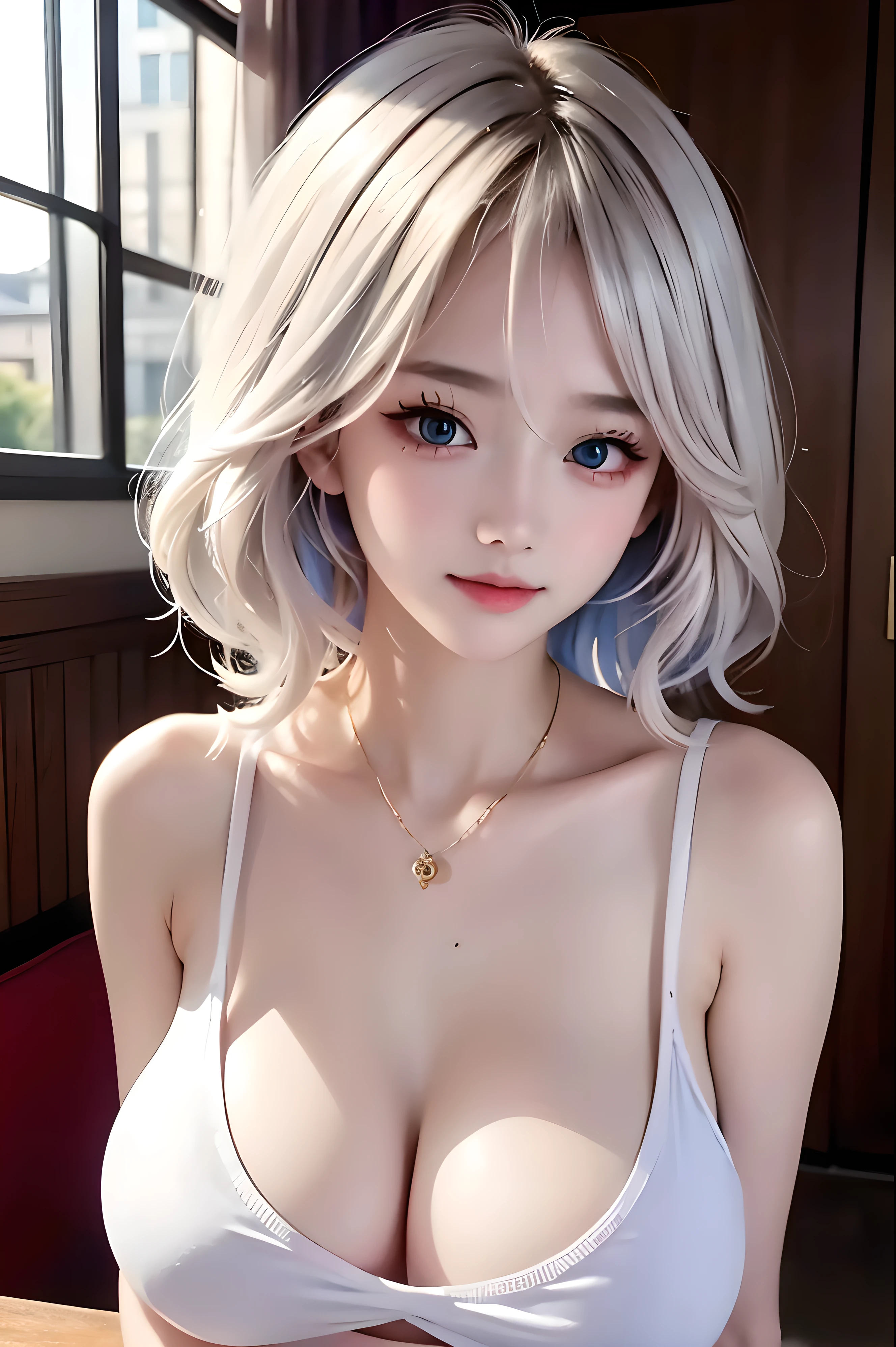 （RAW photos：1.2），high quality，Beautiful and delicate girl，Very detailed eyes and face，Beautiful and delicate eyes，Huge file size，high resolution，8K wallpaper is meticulous，Highly detailed stock ticker Unity 8k wallpaper，There is light on the face，Movie Lighting， girl，（Photorealism：1.4），Implications，Surrealism，Super Detail， masterpiece， Current school classroom，On the podium，Wear ，wear glasses，huge and sagging breasts，Background student seats