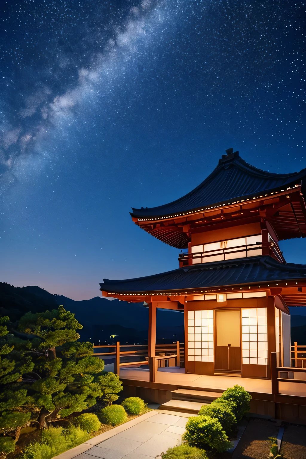 Beautiful starry sky scenery Japan Ratio 16:9