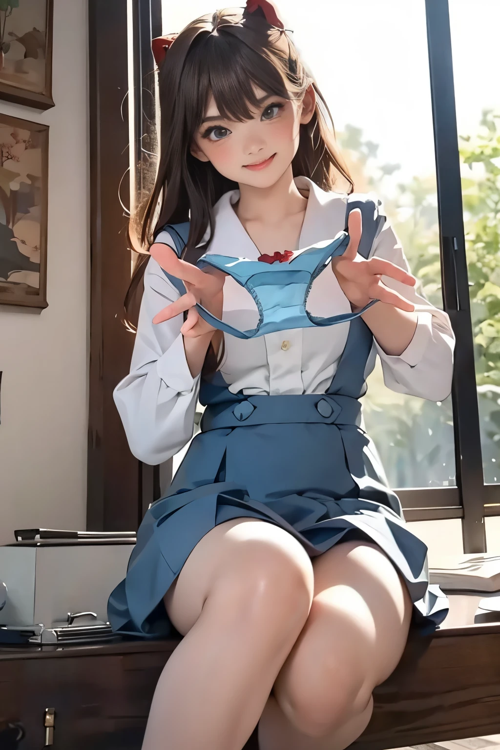 (((Attention to details,Attention to detail、masterpiece,Attention to detail))), Japanese , Beautiful school girl,Young and cute gravure idol, When to wear a long-sleeved knit, Young Sensual Gravure Idol, Young Gravure Idol, A high school girl who is beautiful and innocent when she smiles,My whole body is wet,Dripping,Blushing,Beautiful girl with beautiful legs,Beautiful woman natural light、Beautiful thighs、,too short pleated skirt,,semi-long,Perm,Brown shiny hair,Wet hair,Dripping水,Dripping,,Make a troubled face,,Sailor suit、((A girl who loves to show off her panties))、(Show me your pants:1.35,Show your teeth in embarrassment and smile)