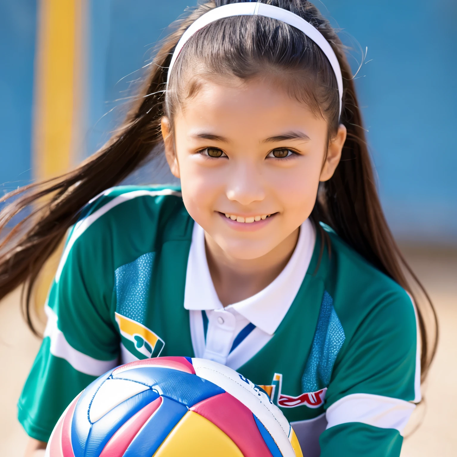 s old。smile、Beautiful eyes、Beautiful colored volleyball uniform