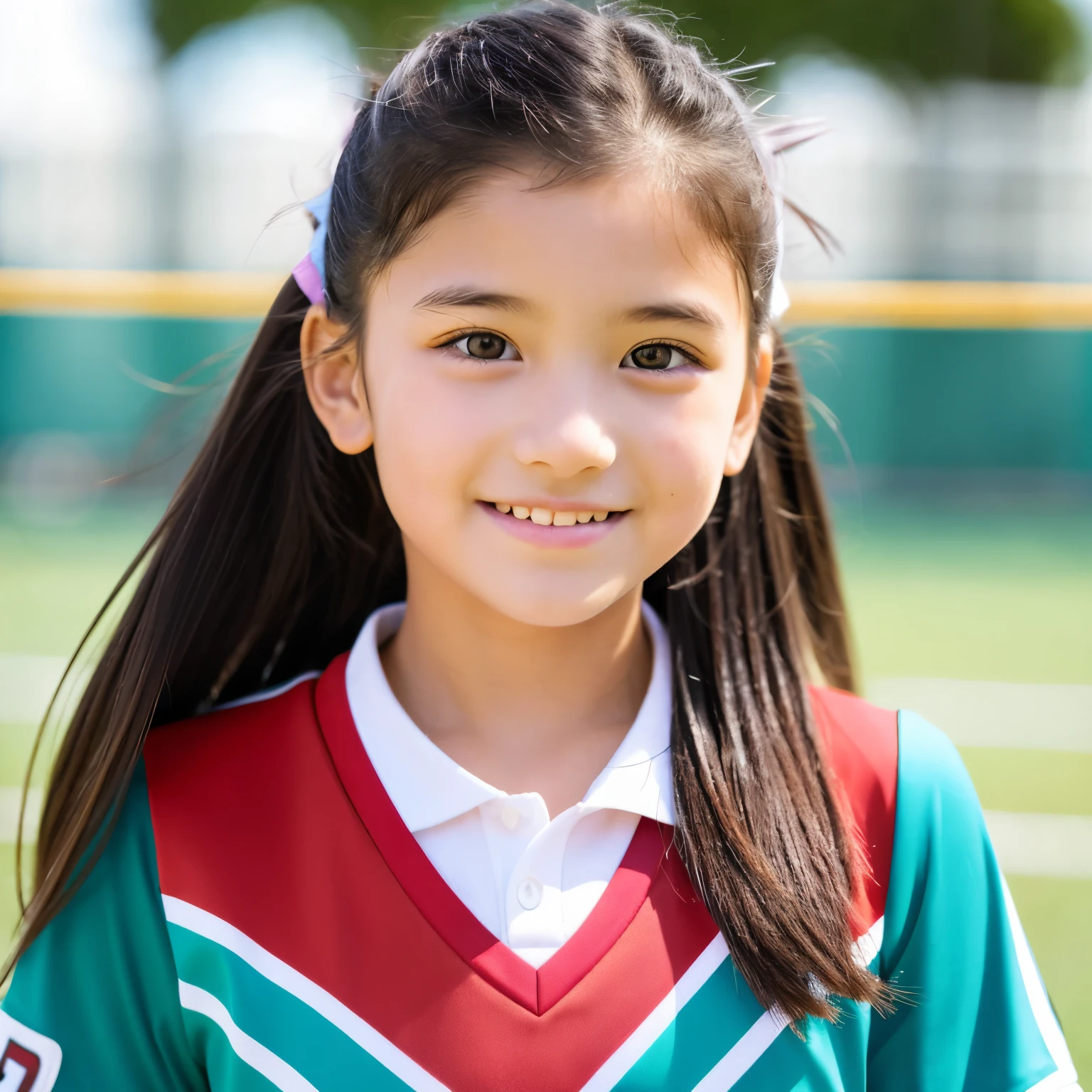 13 years old。smile、Beautiful eyes、Beautiful colored volleyball uniform